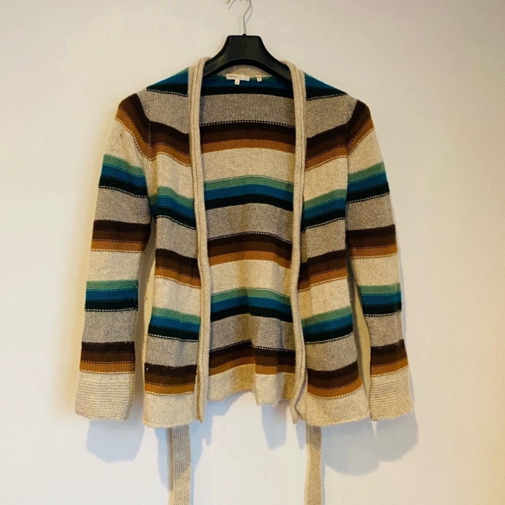 Cashmere Striped Vince Cardigan